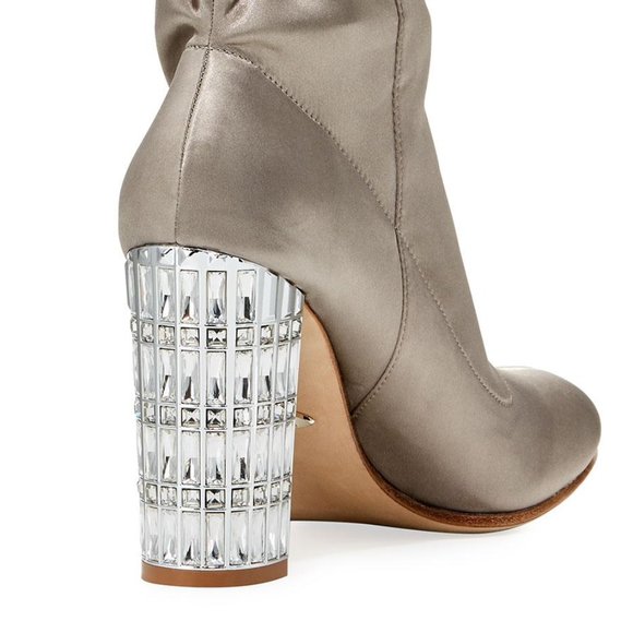 Badgley Mischka "Khloe" Satin Heather Grey Bootie - Picture 4 of 10